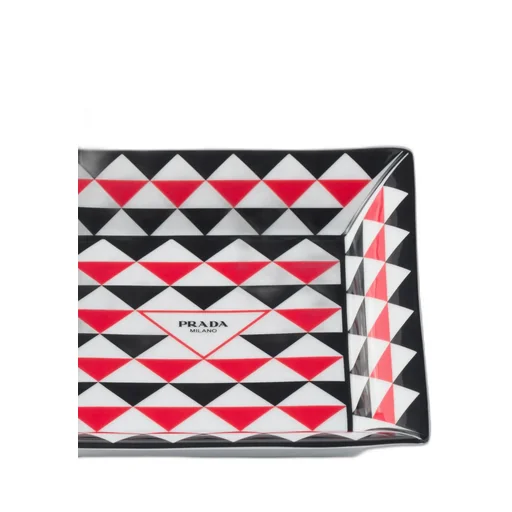 Large Square Porcelain Catchall Tray - Triangles