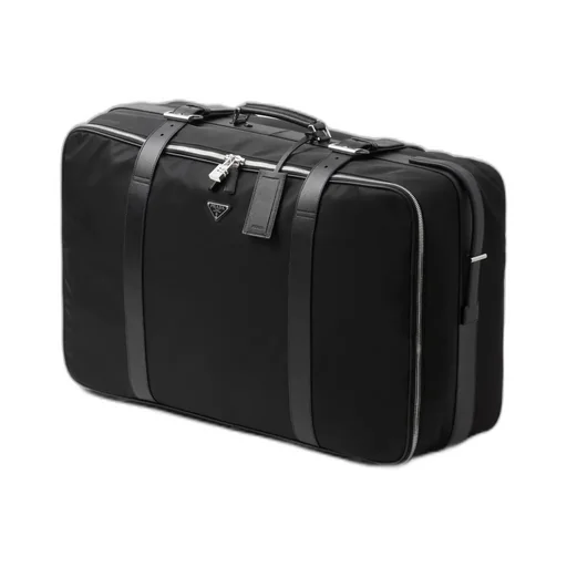 Large Re-Nylon And Saffiano Leather Suitcase