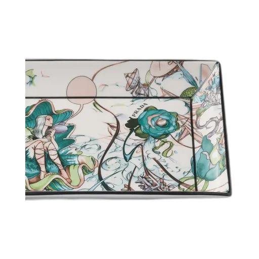 Large Rectangular Porcelain Catchall Tray - Florid