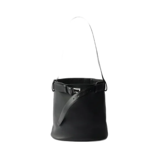 Prada Buckle Leather Bucket Bag With Belt