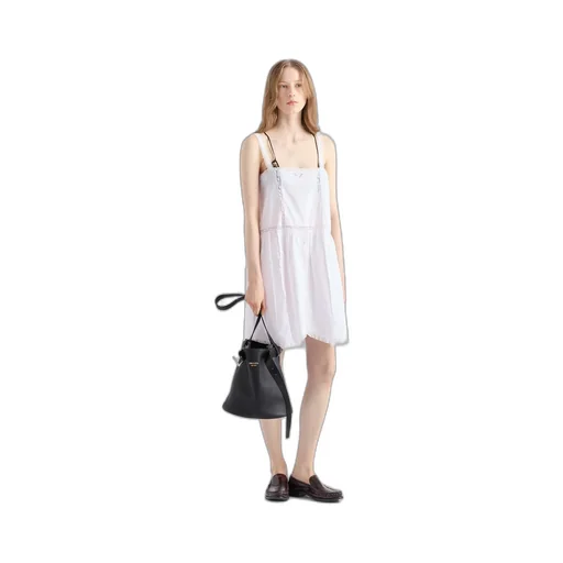Prada Buckle Leather Bucket Bag With Belt