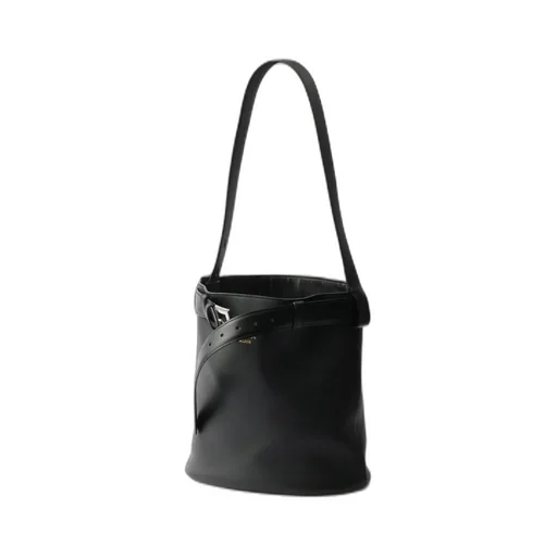 Prada Buckle Leather Bucket Bag With Belt