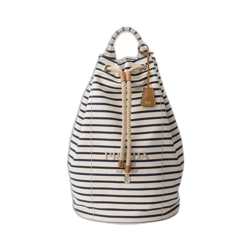 Striped Canvas Drawstring Duffel Bag