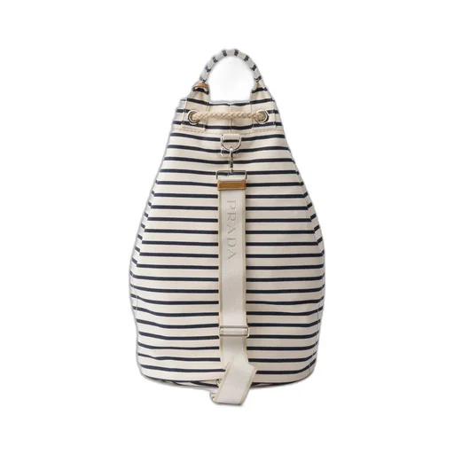 Striped Canvas Drawstring Duffel Bag