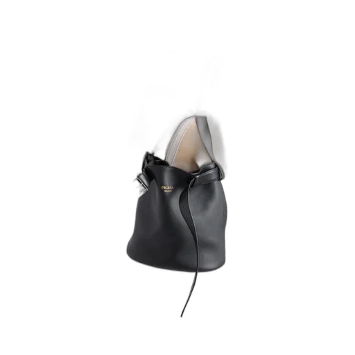 Prada Buckle Leather Bucket Bag With Belt