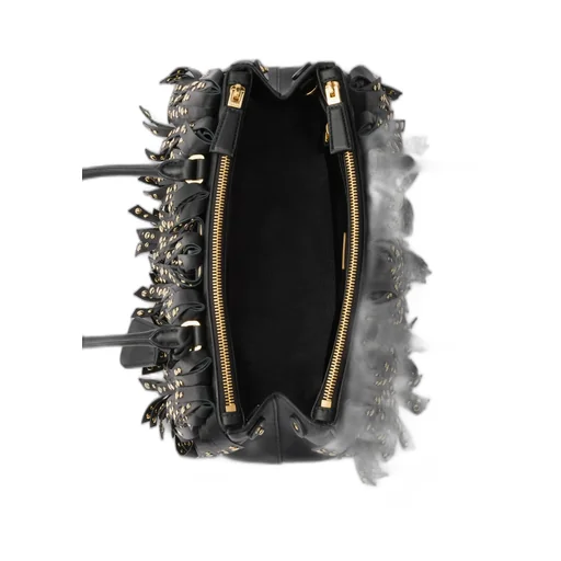 Prada Galleria Medium Nappa Leather Bag With Fringe And Studs