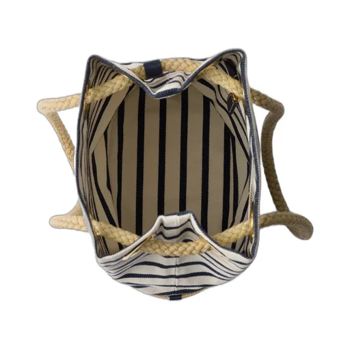 Prada Mariner Small Striped Fabric Bucket Bag