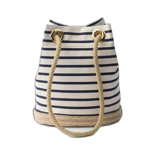 Prada Mariner Small Striped Fabric Bucket Bag