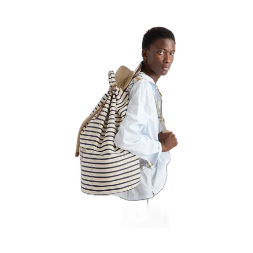 Striped Canvas Drawstring Duffel Bag