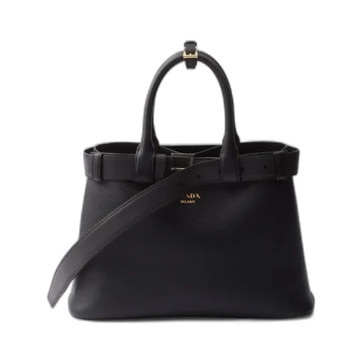 Prada Buckle Small Leather Handbag With Belt