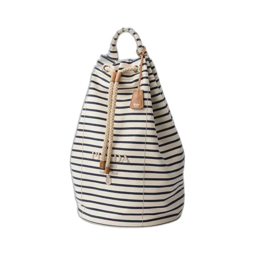 Striped Canvas Drawstring Duffel Bag