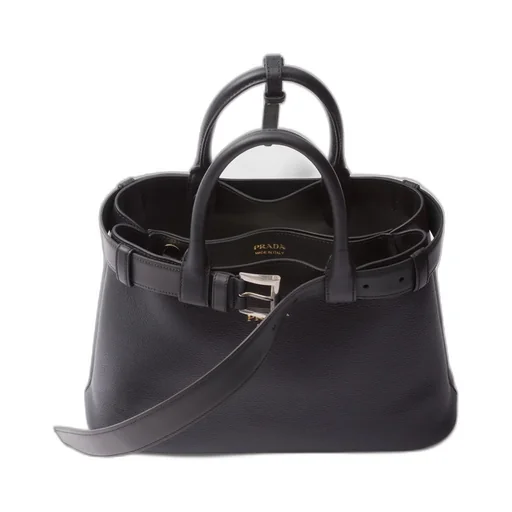 Prada Buckle Small Leather Handbag With Belt