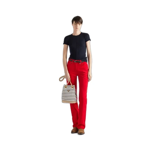 Prada Mariner Small Striped Fabric Bucket Bag