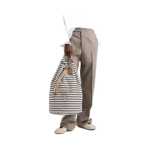 Striped Canvas Drawstring Duffel Bag