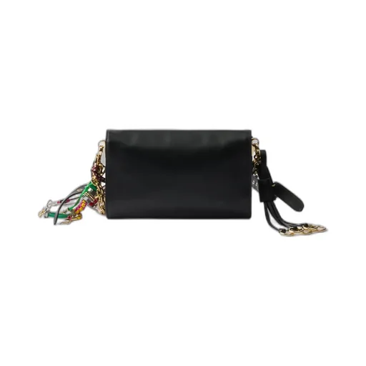 Prada Soft Sound Small Leather Shoulder Bag With Charms