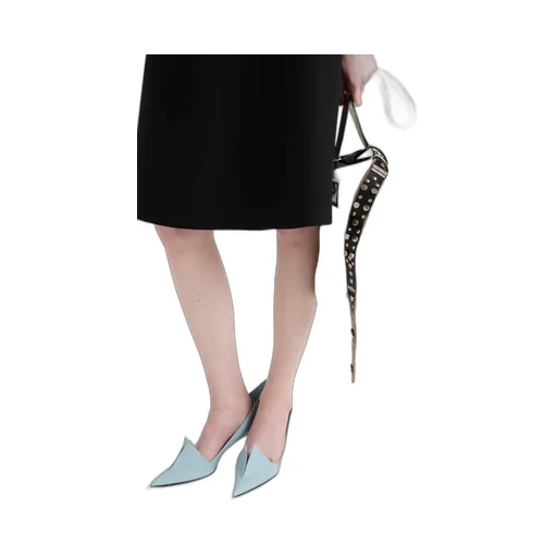 Prada Buckle Leather Bucket Bag With Studded Belt