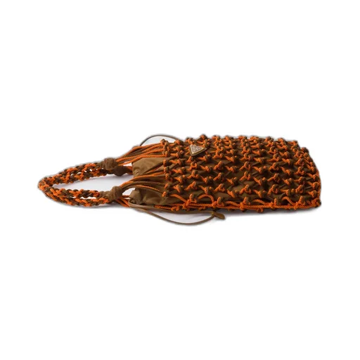 Prada Noué Small Macramé And Suede Bag