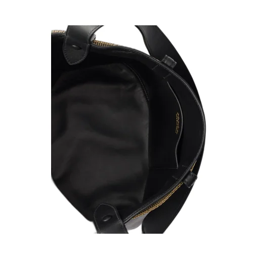 Prada Buckle Leather Bucket Bag With Jeweled Belt
