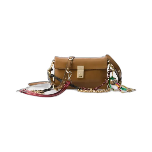 Prada Soft Sound Small Leather Shoulder Bag With Charms
