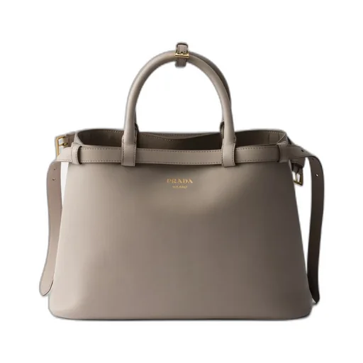 Prada Buckle Medium Leather Handbag With Double Belt