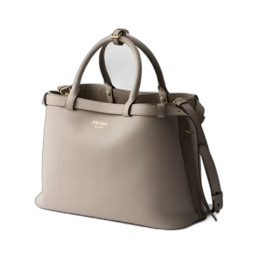 Prada Buckle Medium Leather Handbag With Double Belt