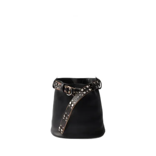 Prada Buckle Leather Bucket Bag With Studded Belt