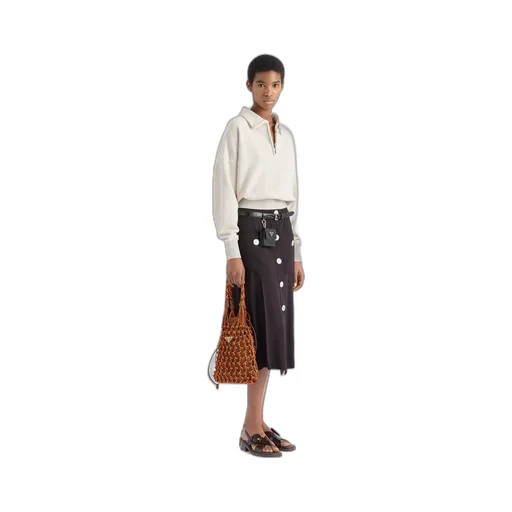 Prada Noué Small Macramé And Suede Bag
