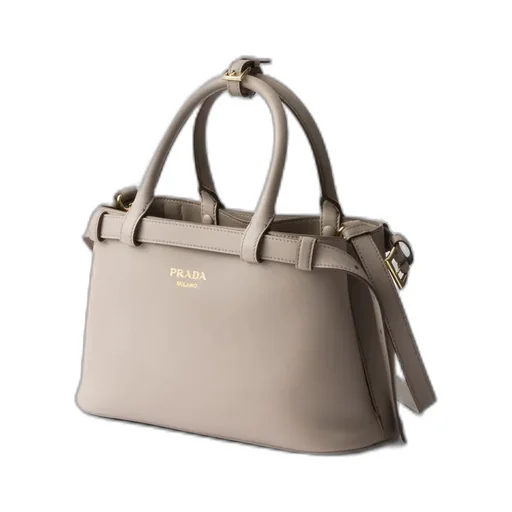 Prada Buckle Small Leather Handbag With Double Belt
