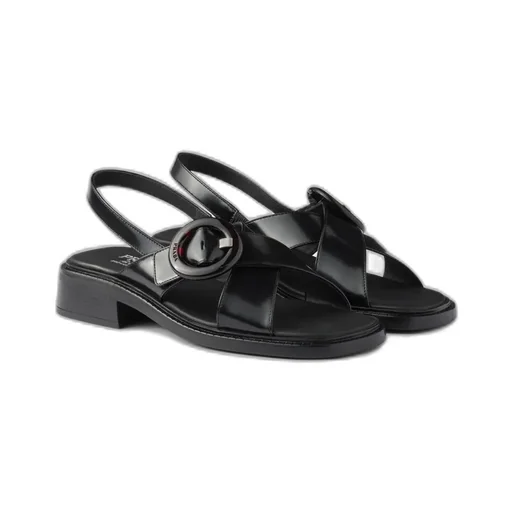 Brushed Leather Sandals With Buckle
