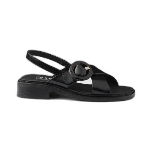 Brushed Leather Sandals With Buckle