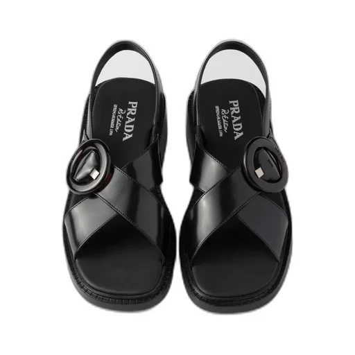 Brushed Leather Sandals With Buckle