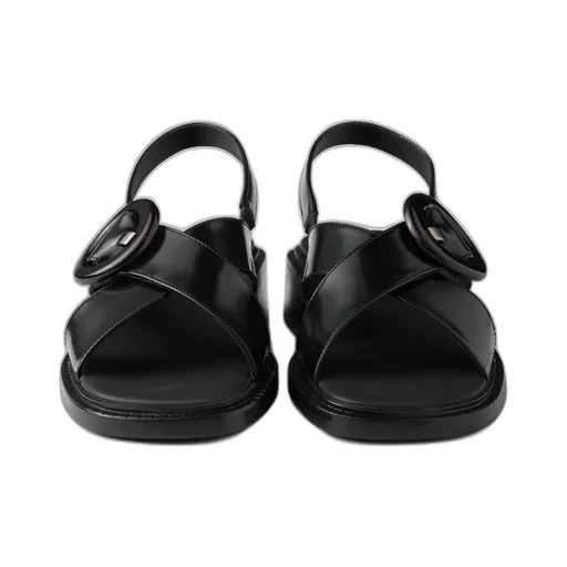 Brushed Leather Sandals With Buckle