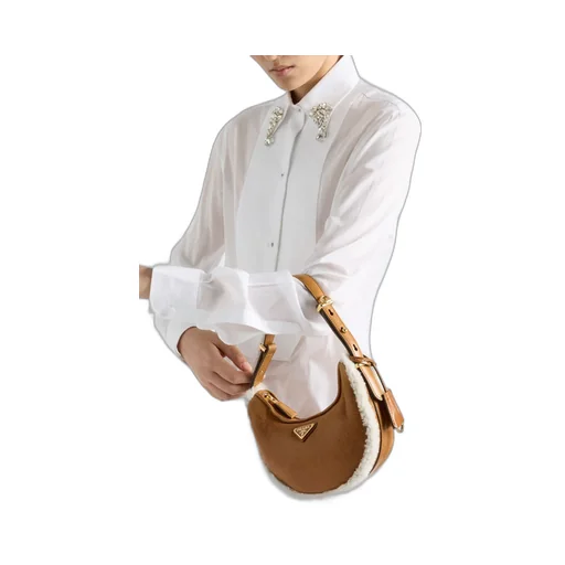 Prada Arqué Small Shearling Shoulder Bag
