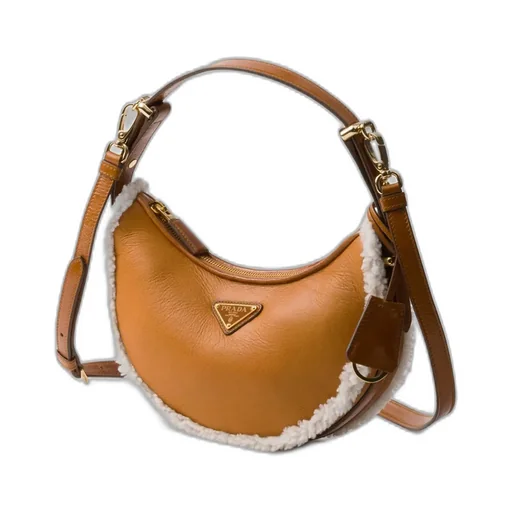 Prada Arqué Small Shearling Shoulder Bag