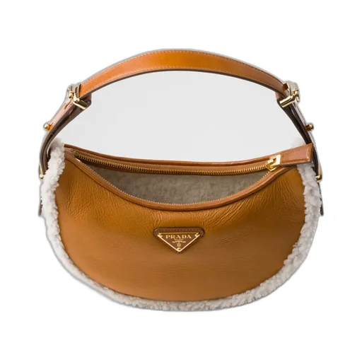 Prada Arqué Small Shearling Shoulder Bag