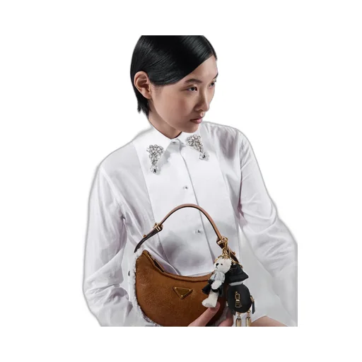 Prada Arqué Small Shearling Shoulder Bag