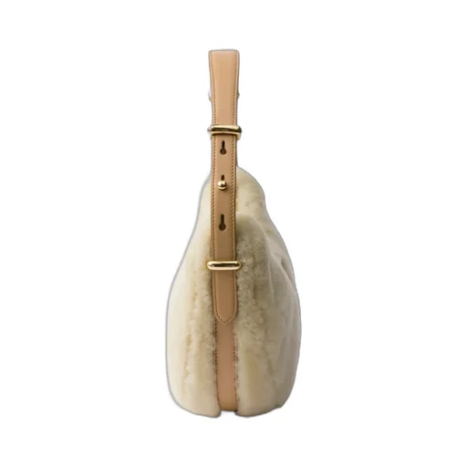 Prada Arqué Shearling And Leather Shoulder Bag