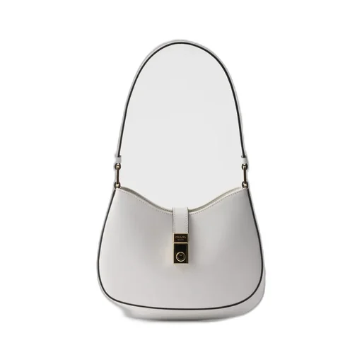 Prada Cleo Brushed Leather Shoulder Bag With Clasp Closure