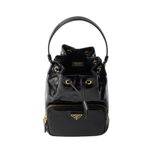 Prada Duet Naplak Patent Leather Bucket Bag