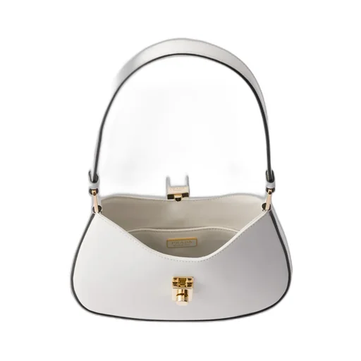 Prada Cleo Brushed Leather Shoulder Bag With Clasp Closure