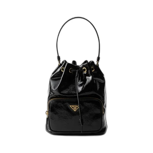 Prada Duet Naplak Patent Leather Bucket Bag