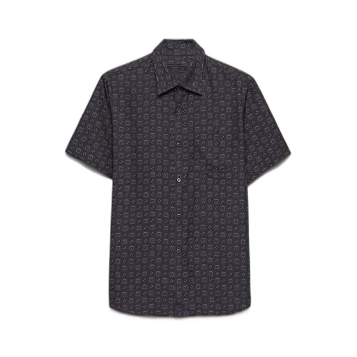Short-Sleeved Printed Silk Shirt