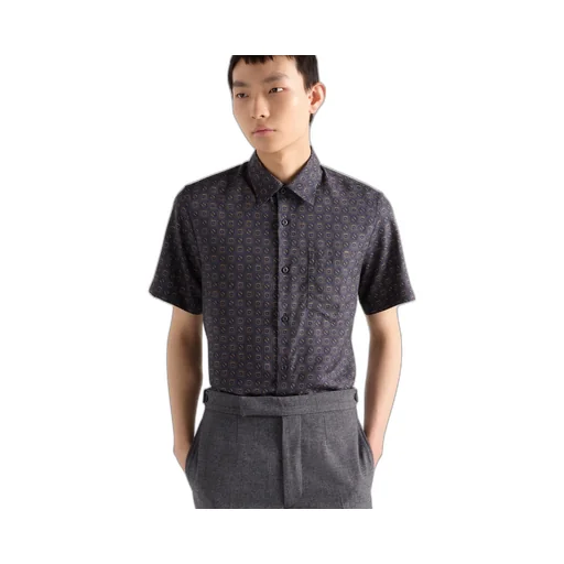 Short-Sleeved Printed Silk Shirt