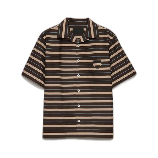 Striped Cotton And Silk Bowling Shirt
