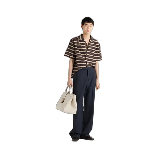 Striped Cotton And Silk Bowling Shirt