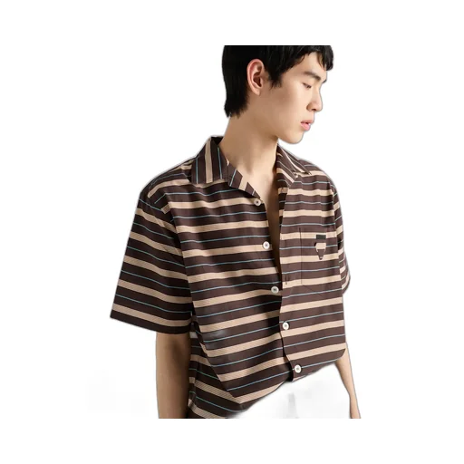 Striped Cotton And Silk Bowling Shirt