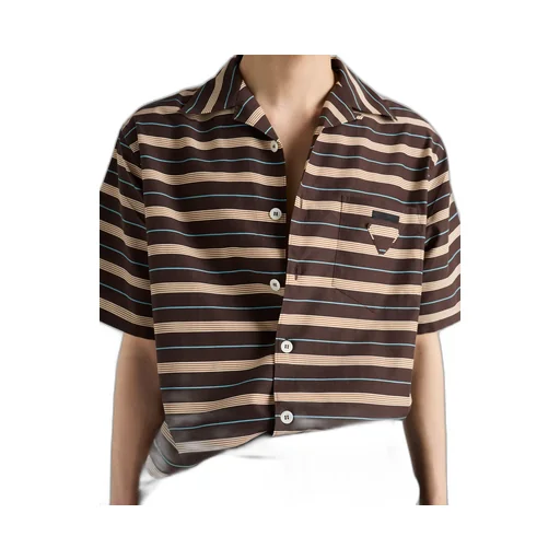 Striped Cotton And Silk Bowling Shirt