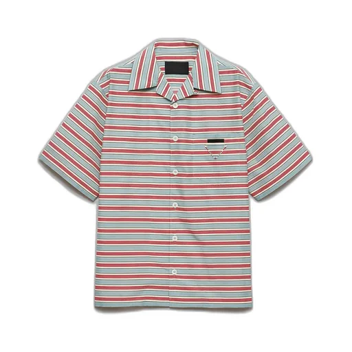 Striped Cotton And Silk Bowling Shirt
