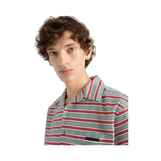 Striped Cotton And Silk Bowling Shirt