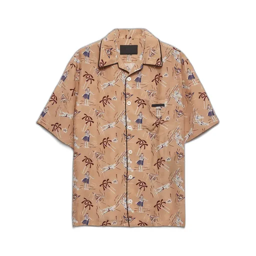 Printed Silk Blend Bowling Shirt
